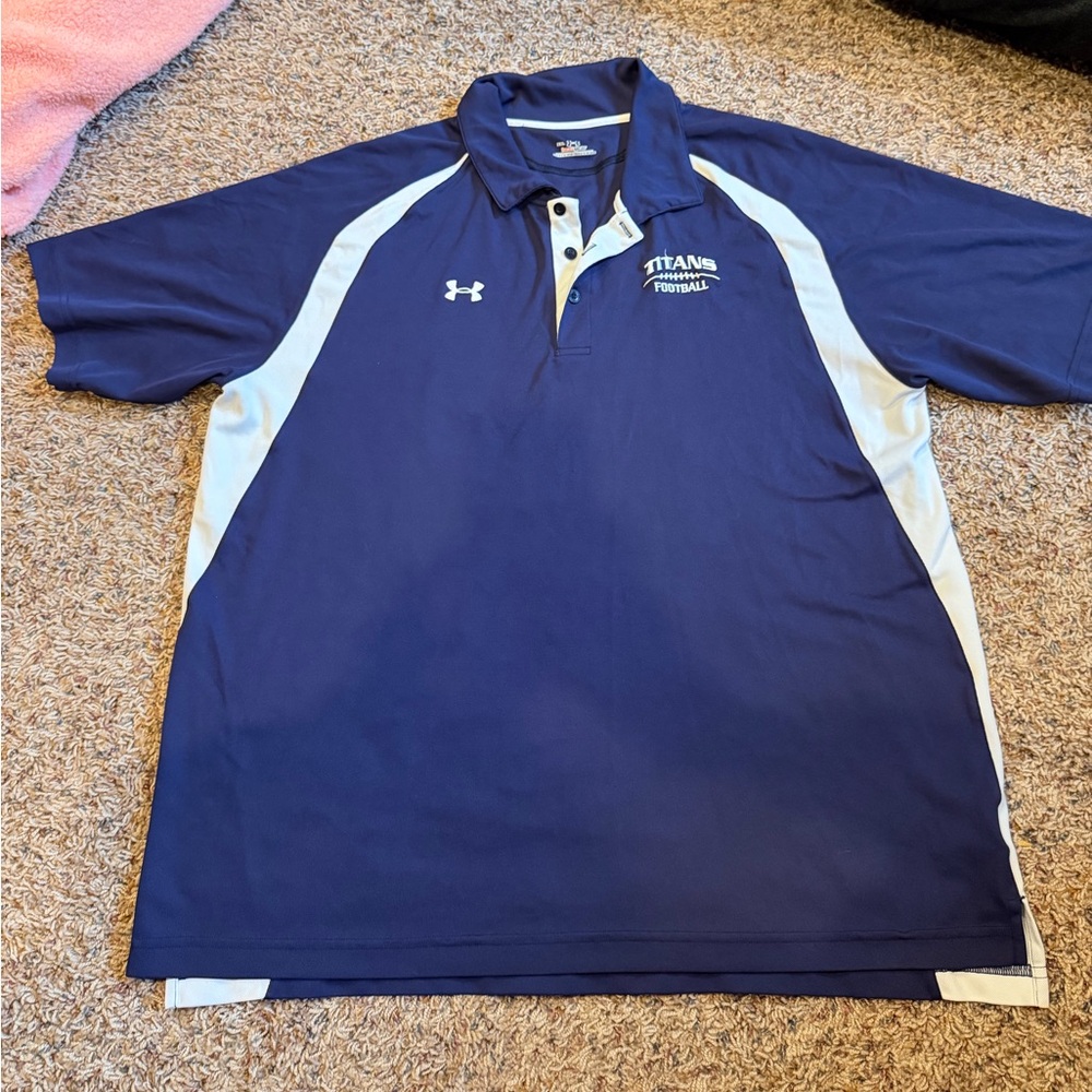 Under Armour Navy and Light Gray Titans Football Polo